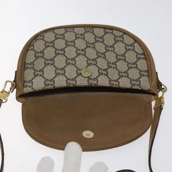 GUCCI GG Plus Supreme Shoulder Bag PVC Leather Beige Gold Auth th5906 - Picture 10 of 15